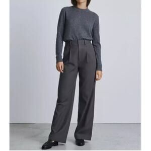 Everlane Way-High Drape Pant Womens Size 0 S 30" Inseam Wide Leg Pleated Gray
